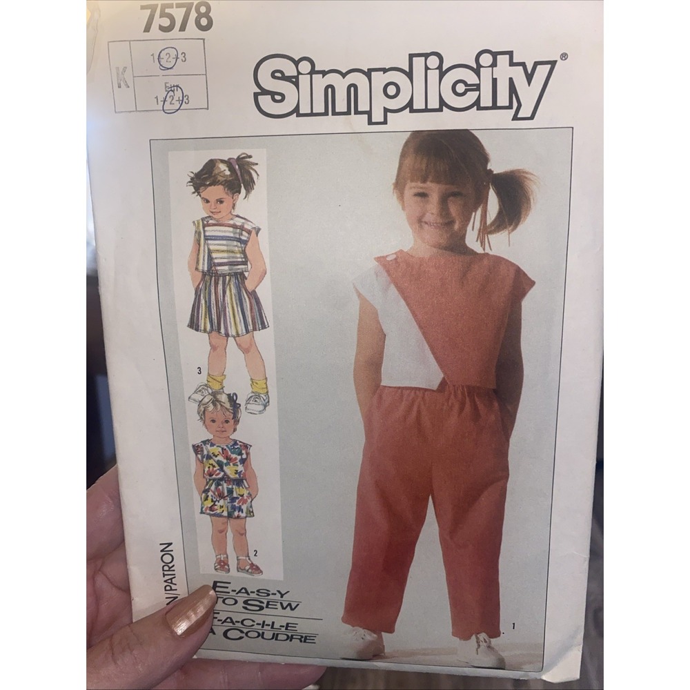 Vintage 1986 Simplicity Girls Sewing Pattern 7578 Size 2 Cut Complete